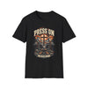 Press On T-Shirt — Christian Cross Mountain Graphic (Philippians 3:14)