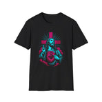 Jesus Sacred Heart T-Shirt — Neon Cross Christian Tee for Faith & Prayer