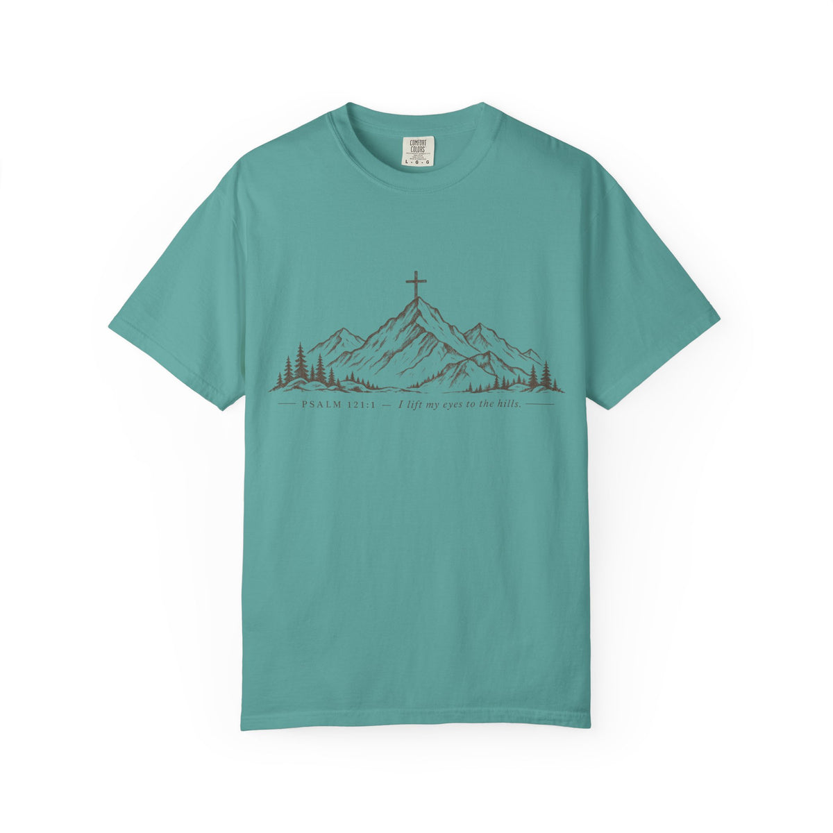 Christian Mountain T-Shirt — Cross on Peak Outdoor Faith Tee