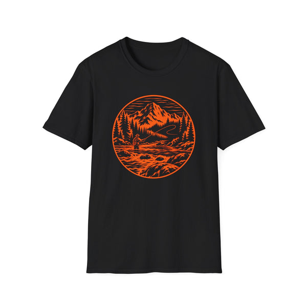 Fly Fishing Mountain T-Shirt — Retro Wilderness Tee — product view 1