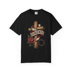 Redeemed Cross T-Shirt — Christian Faith Rose & Crown of Thorns Tee