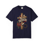 Redeemed Cross T-Shirt — Christian Faith Rose & Crown of Thorns Tee