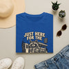 Just Here for the Snacks T‑Shirt — Cute Raccoon Gas Station Graphic