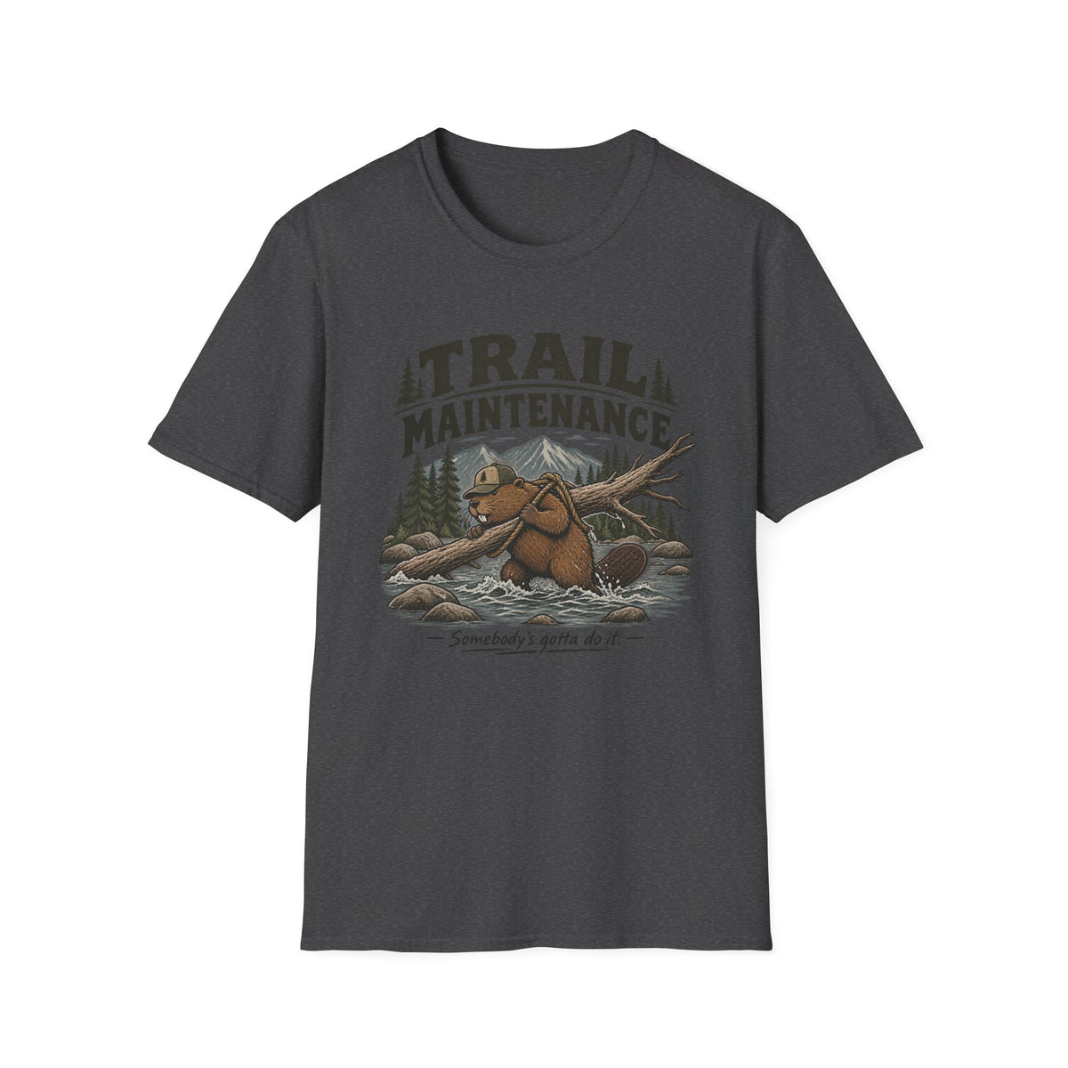 Trail Maintenance T-Shirt — Funny Bear Carrying Logs Outdoor Hiking Shirt