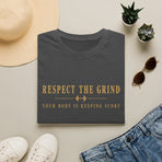 Respect the Grind Your Body Is Keeping Score motivational T-shirt product mockup