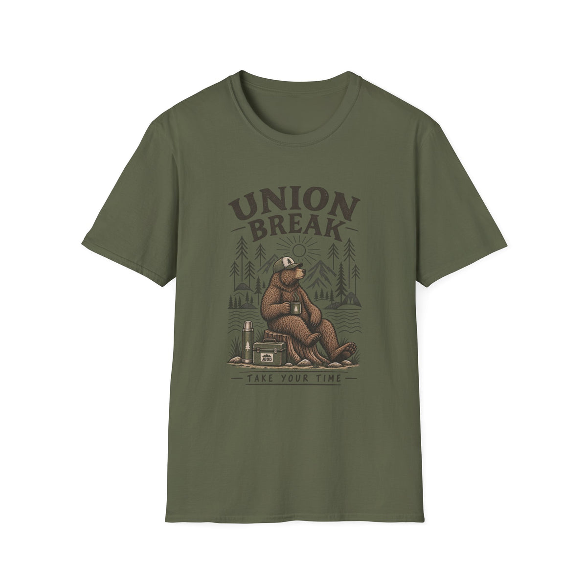 Union Break Bear T‑Shirt — Outdoorsy Graphic Tee for Relaxing Getaways