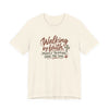 Walking by Faith T‑Shirt – “Mostly Tripping Over the Dog” Christian Dog Lover Tee