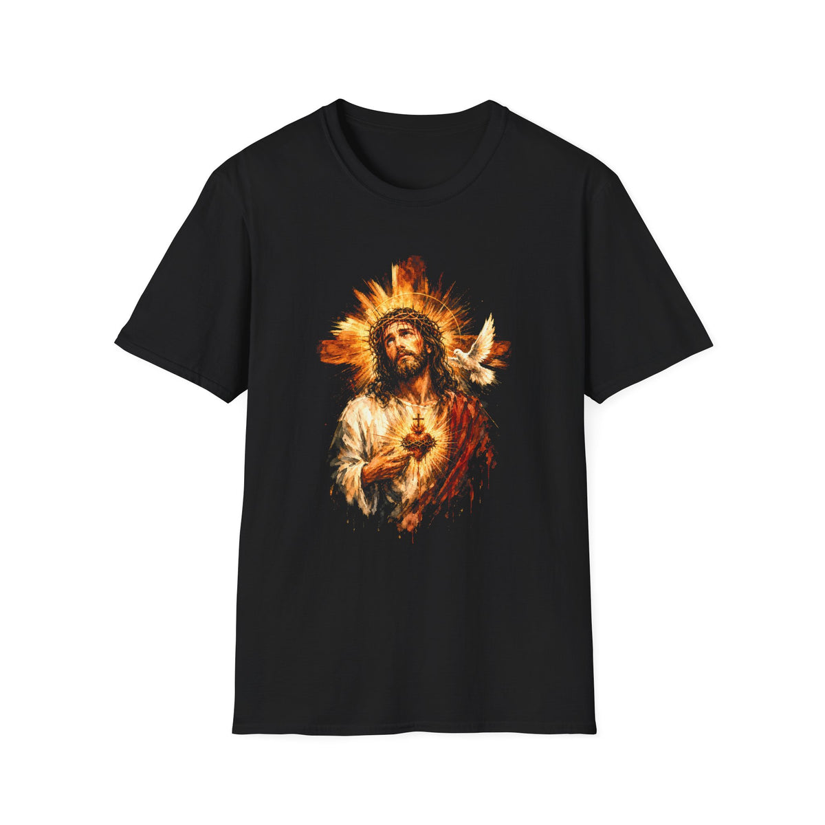 Sunflower Saint T-Shirt — Radiant Floral Religious Graphic Tee