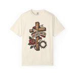 Redeemed Cross T-Shirt — Christian Faith Rose & Crown of Thorns Tee