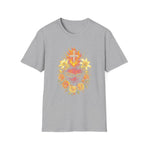 Christian Cross Floral T-Shirt — Watercolor Flame & Roses Faith Tee