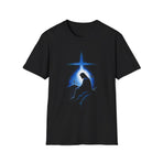 Spiritual Star Tee — Blue Halo Cross Graphic T-Shirt