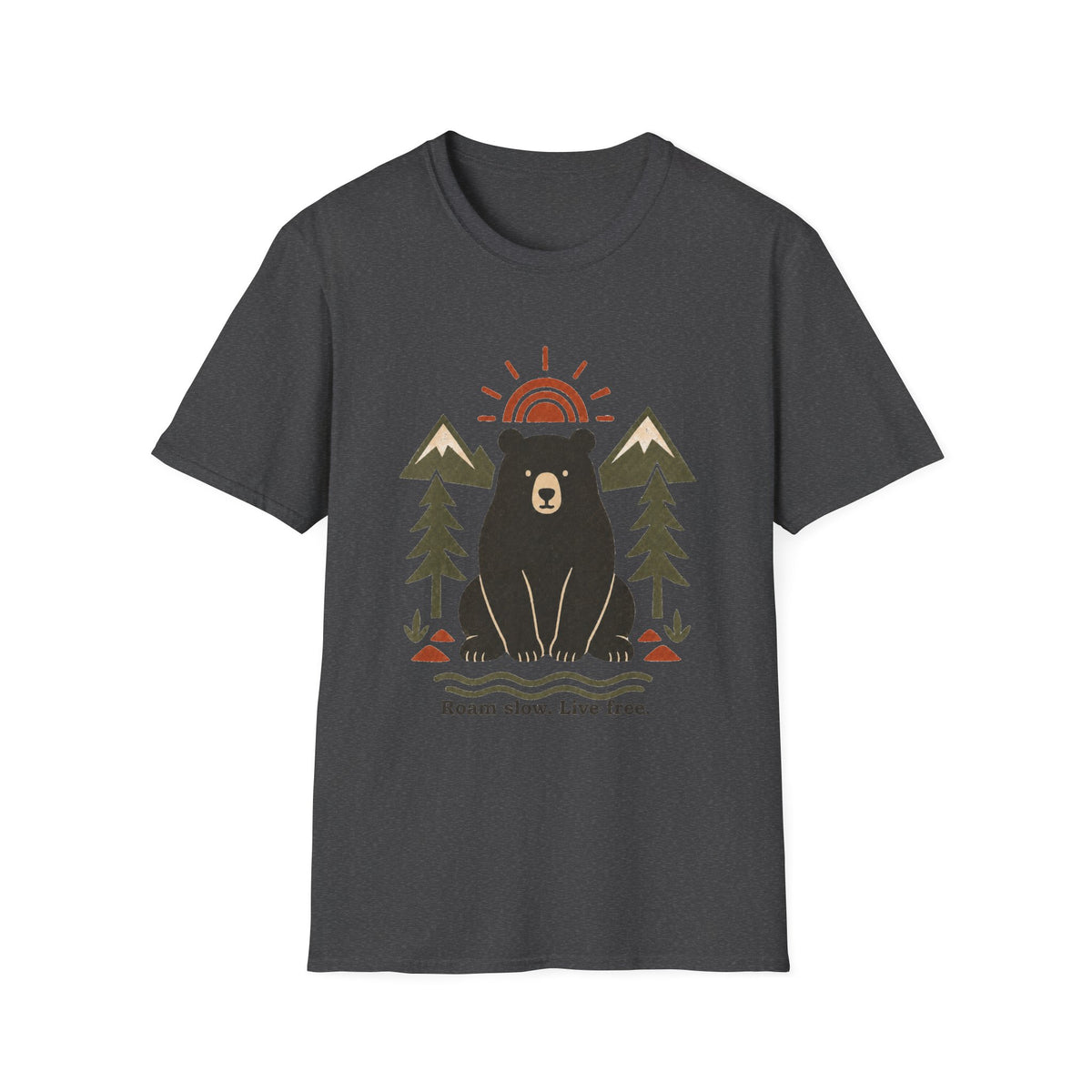 Bear Graphic T-Shirt — ‘Roam Slow, Live Free’ Outdoor Nature Tee