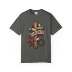 Redeemed Cross T-Shirt — Christian Faith Rose & Crown of Thorns Tee