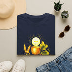 Communion Chalice T-Shirt — First Holy Communion Tee with Wheat & Host Design