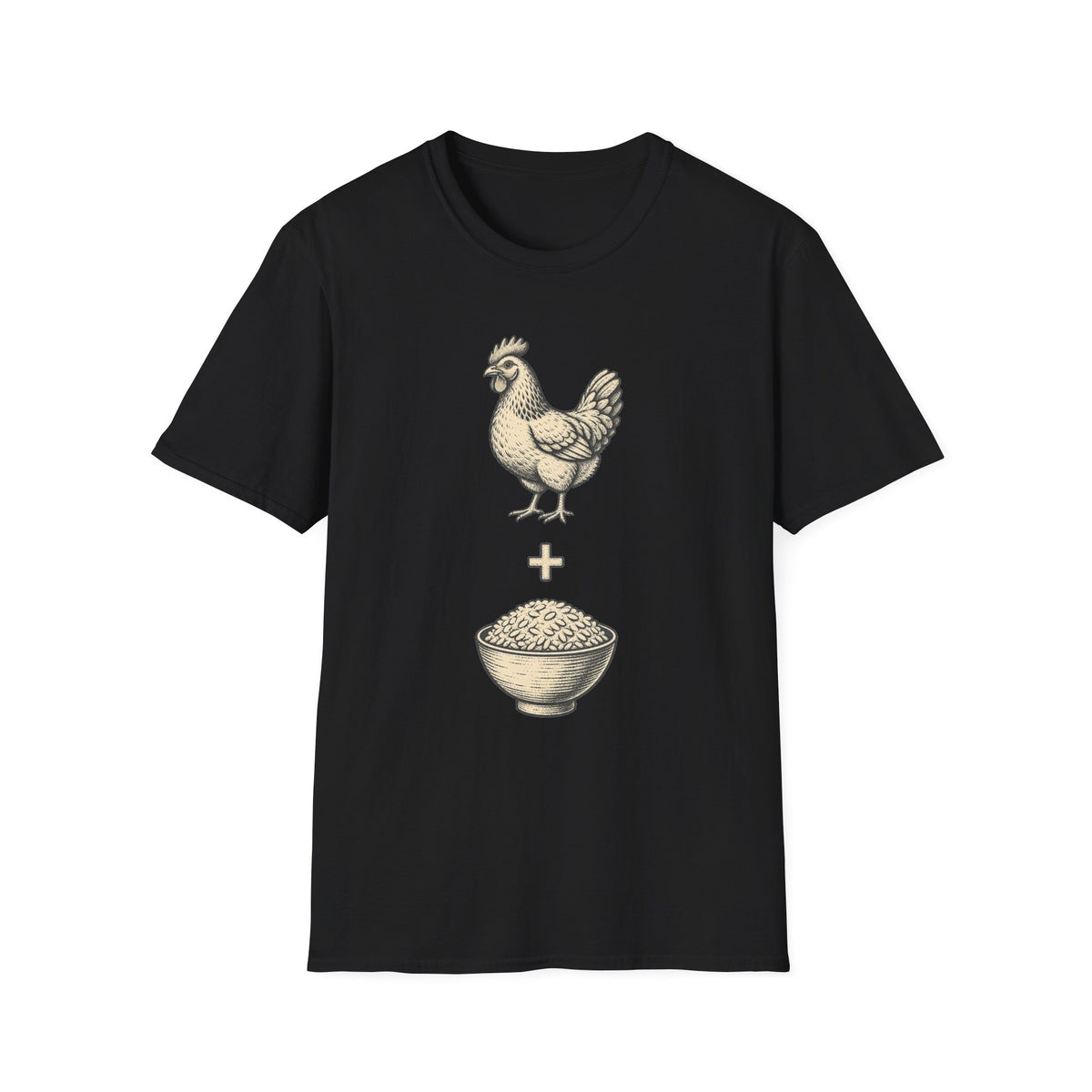 Chicken + Rice Graphic T‑Shirt — Retro Farmhouse Poultry Bowl Tee