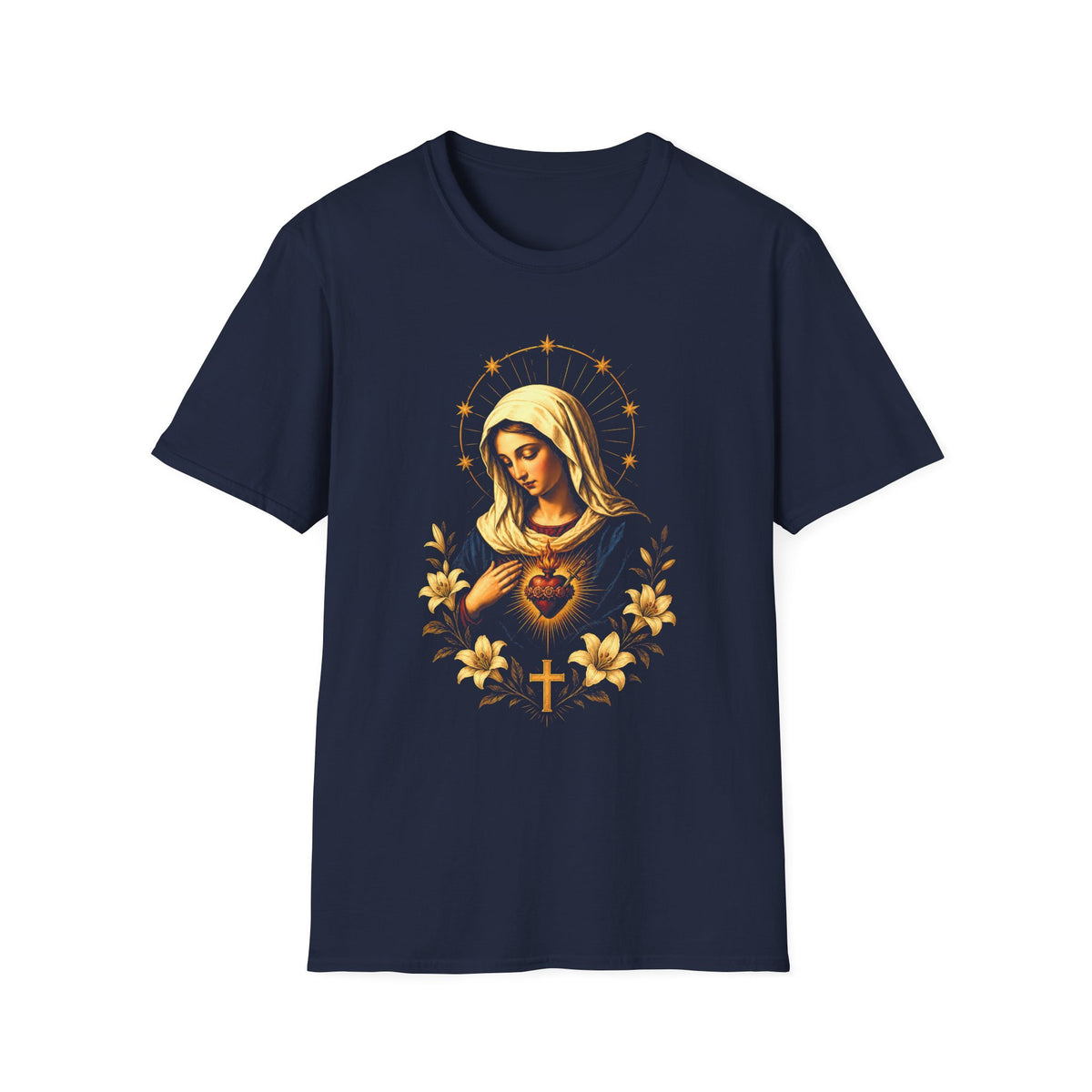 Virgin Mary Graphic T-Shirt — Radiant Madonna Faith Tee