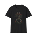 Mountain Coffee T-Shirt — Scenic Cabin Sunrise Tee