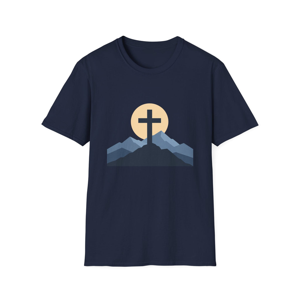 Christian Cross Mountain T-Shirt — Sunrise Faith Tee — product view 1
