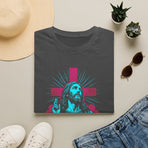 Jesus Sacred Heart T-Shirt — Neon Cross Christian Tee for Faith & Prayer