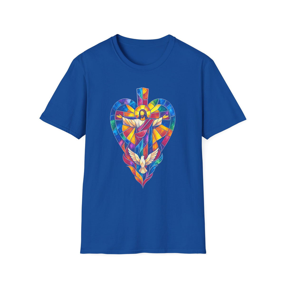 Stained Glass Jesus Heart T-Shirt — Colorful Christian Faith Tee