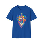 Stained Glass Jesus Heart T-Shirt — Colorful Christian Faith Tee