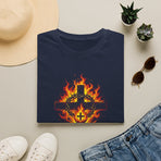 Flaming Cross T-Shirt — Fiery Religious Graphic Tee