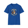 Front view of Cheat Day Support Club raccoon eating a donut graphic T-shirt
