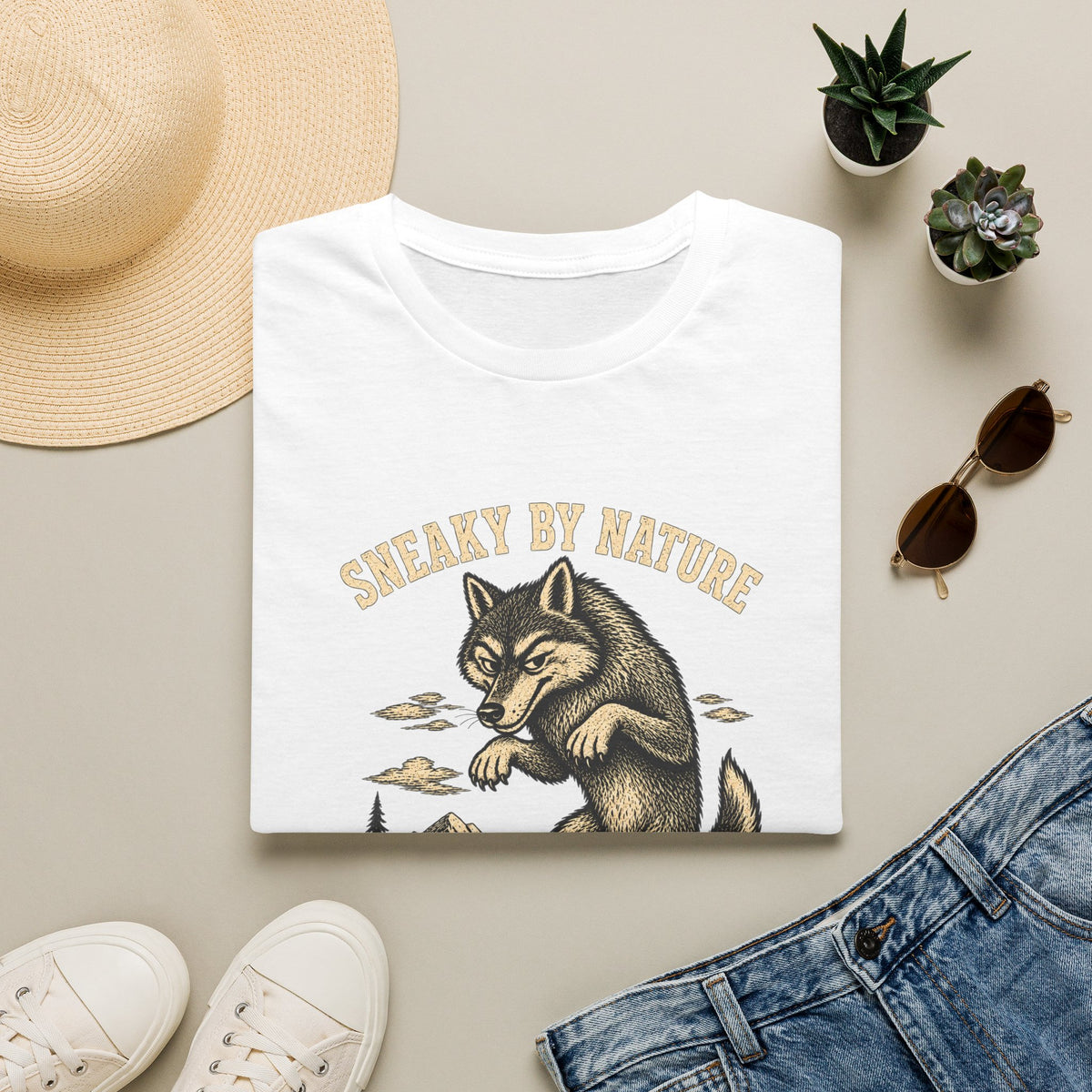 Sneaky By Nature Wolf T-Shirt — Vintage Woodland Graphic Tee